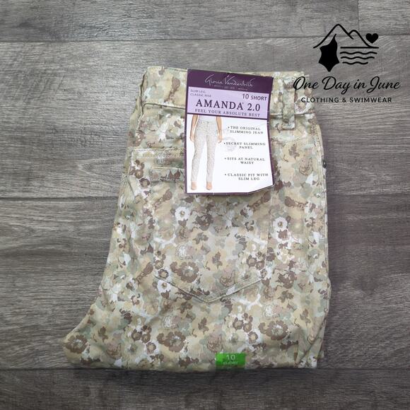 Gloria Vanderbilt Amanda 2.0 Slim Leg Classic Rise Floral Jeans Size 10 Short - Picture 6 of 6